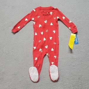 Carter's Baby's Red Heart-Print Footed One-Piece Pajama Size 12M